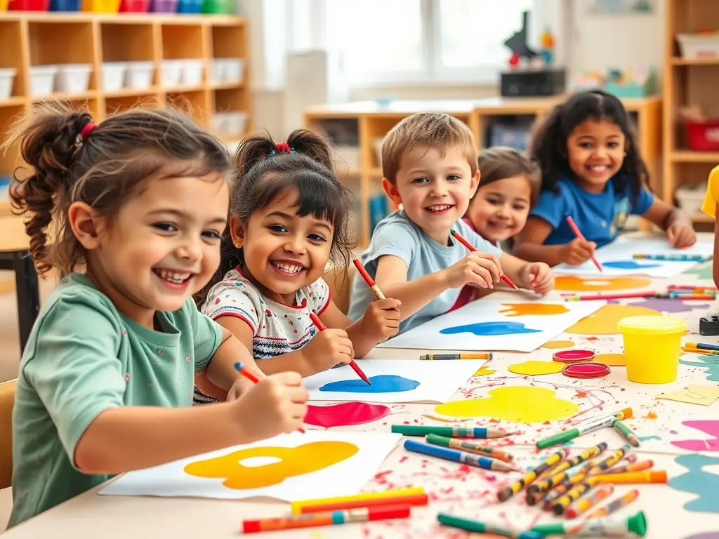 A photo of an art workshop facilitated by DIVIN, with participants of various ages engaged in creating art.